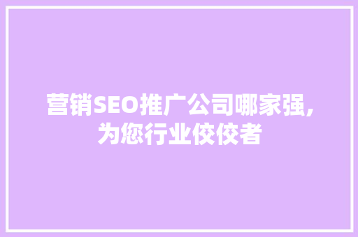 营销SEO推广公司哪家强,为您行业佼佼者
