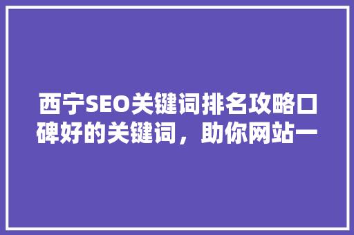 西宁SEO关键词排名攻略口碑好的关键词，助你网站一飞冲天