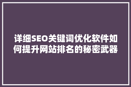详细SEO关键词优化软件如何提升网站排名的秘密武器