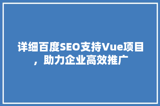 详细百度SEO支持Vue项目，助力企业高效推广