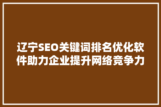 辽宁SEO关键词排名优化软件助力企业提升网络竞争力