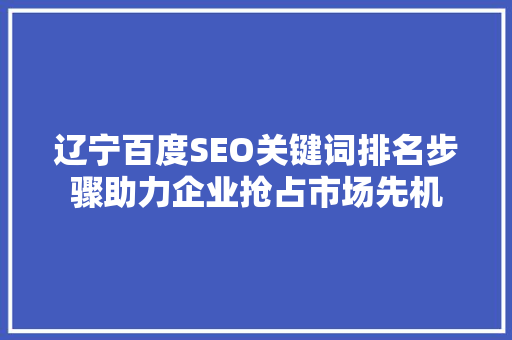 辽宁百度SEO关键词排名步骤助力企业抢占市场先机