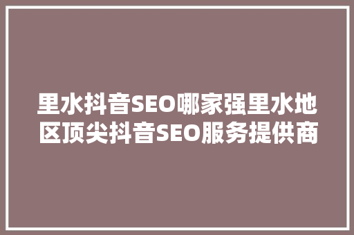 里水抖音SEO哪家强里水地区顶尖抖音SEO服务提供商