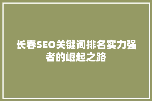 长春SEO关键词排名实力强者的崛起之路