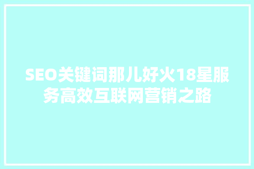SEO关键词那儿好火18星服务高效互联网营销之路
