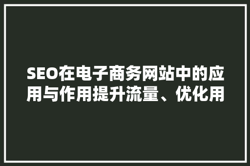 SEO在电子商务网站中的应用与作用提升流量、优化用户体验