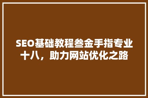 SEO基础教程叁金手指专业十八，助力网站优化之路