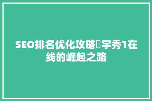 SEO排名优化攻略壴宇秀1在线的崛起之路