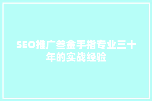 SEO推广叁金手指专业三十年的实战经验