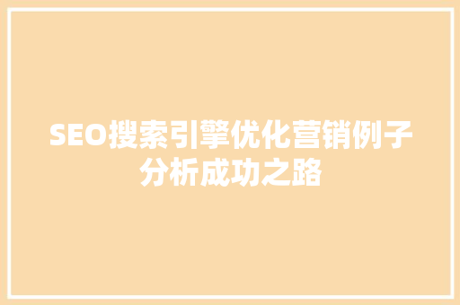 SEO搜索引擎优化营销例子分析成功之路