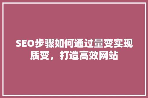 SEO步骤如何通过量变实现质变，打造高效网站