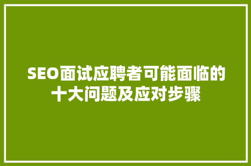 SEO面试应聘者可能面临的十大问题及应对步骤