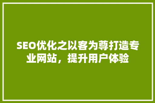 SEO优化之以客为尊打造专业网站，提升用户体验