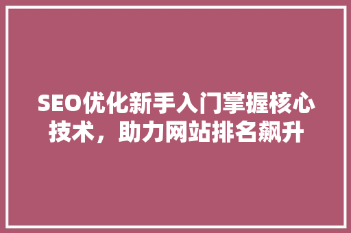 SEO优化新手入门掌握核心技术，助力网站排名飙升