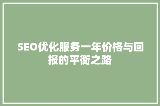 SEO优化服务一年价格与回报的平衡之路
