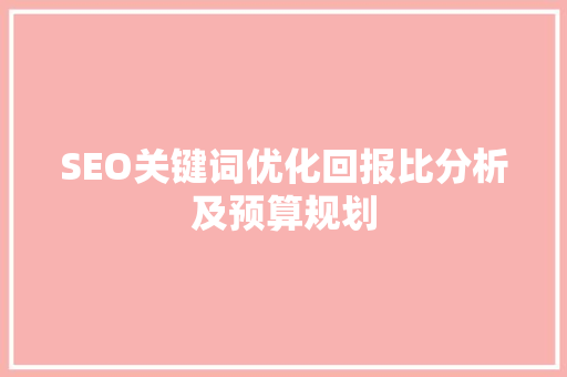 SEO关键词优化回报比分析及预算规划