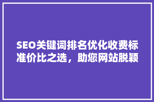 SEO关键词排名优化收费标准价比之选，助您网站脱颖而出