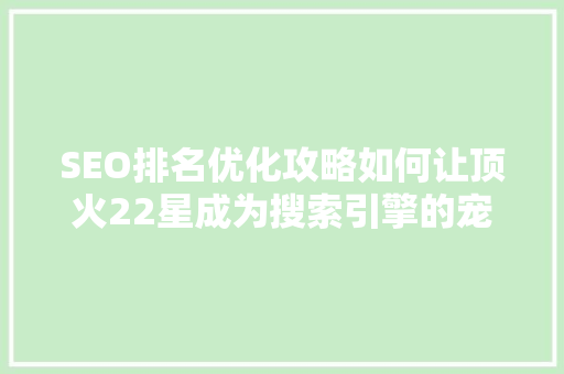 SEO排名优化攻略如何让顶火22星成为搜索引擎的宠儿