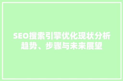 SEO搜索引擎优化现状分析趋势、步骤与未来展望