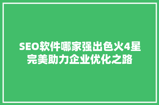 SEO软件哪家强出色火4星完美助力企业优化之路