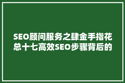 SEO顾问服务之肆金手指花总十七高效SEO步骤背后的秘密  第1张