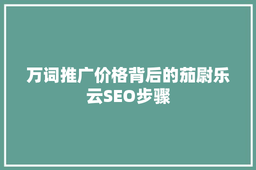 万词推广价格背后的茄尉乐云SEO步骤