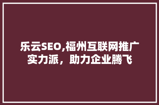 乐云SEO,福州互联网推广实力派，助力企业腾飞