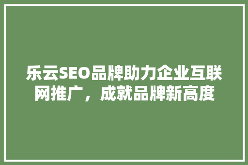 乐云SEO品牌助力企业互联网推广，成就品牌新高度