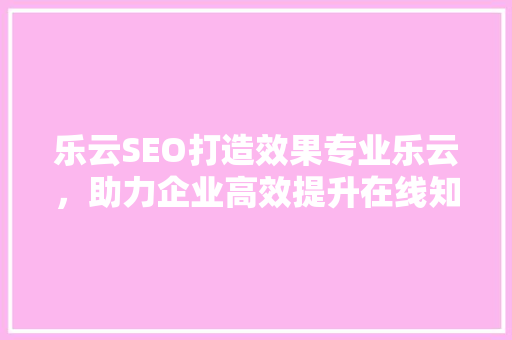 乐云SEO打造效果专业乐云，助力企业高效提升在线知名度