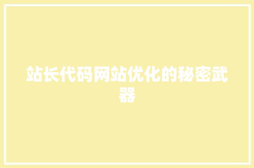 站长代码网站优化的秘密武器