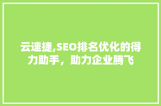 云速捷,SEO排名优化的得力助手，助力企业腾飞  第1张