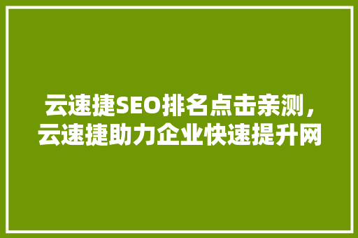 云速捷SEO排名点击亲测，云速捷助力企业快速提升网站流量与转化率之路