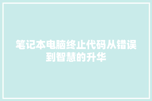 笔记本电脑终止代码从错误到智慧的升华