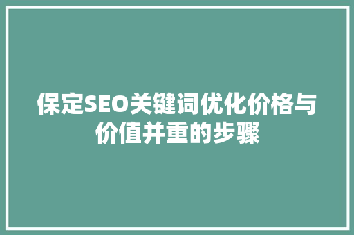 保定SEO关键词优化价格与价值并重的步骤  第1张