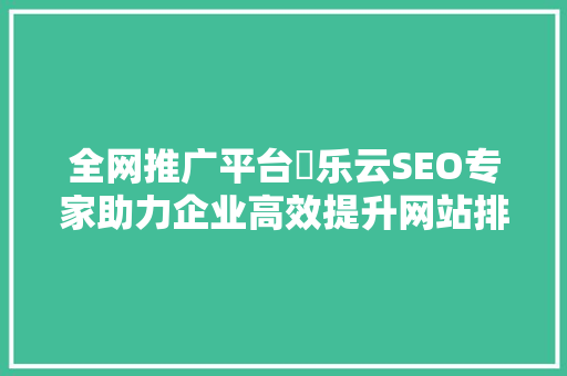 全网推广平台乚乐云SEO专家助力企业高效提升网站排名