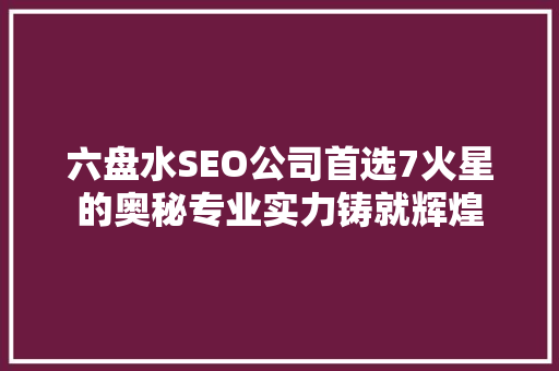 六盘水SEO公司首选7火星的奥秘专业实力铸就辉煌