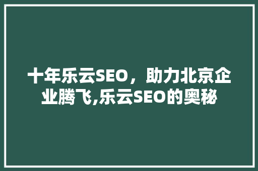 十年乐云SEO，助力北京企业腾飞,乐云SEO的奥秘