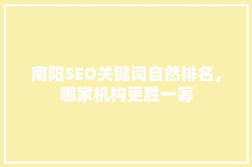 南阳SEO关键词自然排名，哪家机构更胜一筹