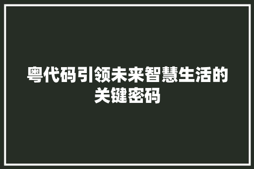 粤代码引领未来智慧生活的关键密码