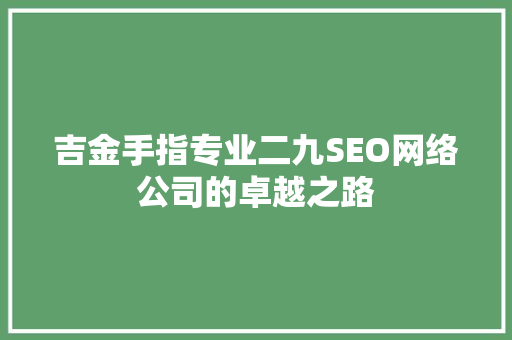 吉金手指专业二九SEO网络公司的卓越之路