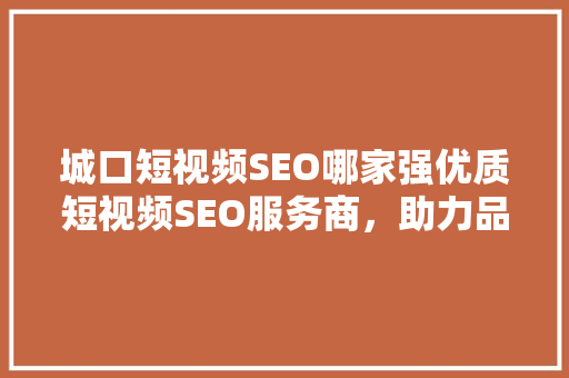 城口短视频SEO哪家强优质短视频SEO服务商，助力品牌崛起