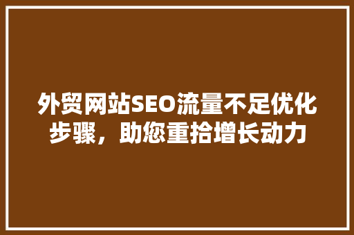 外贸网站SEO流量不足优化步骤，助您重拾增长动力