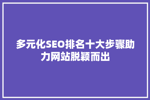 多元化SEO排名十大步骤助力网站脱颖而出