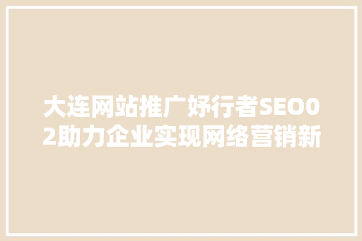 大连网站推广妤行者SEO02助力企业实现网络营销新突破