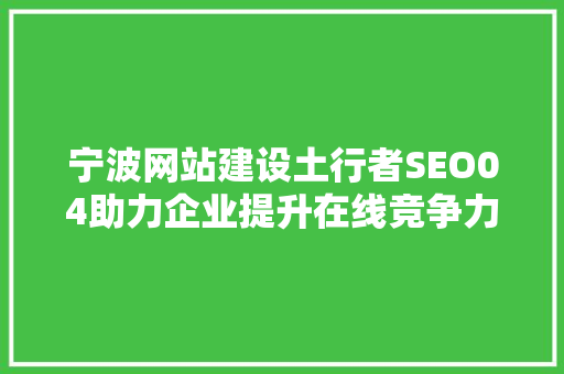 宁波网站建设土行者SEO04助力企业提升在线竞争力