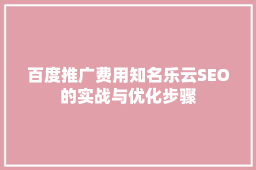 百度推广费用知名乐云SEO的实战与优化步骤