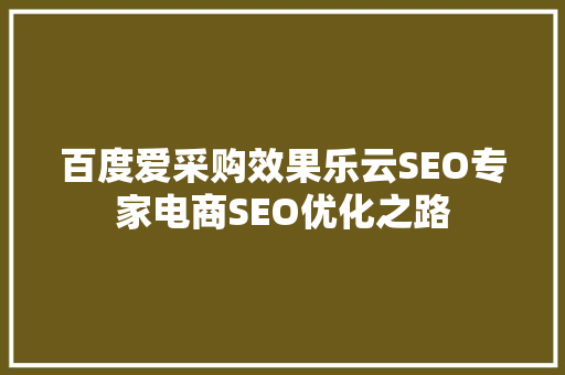 百度爱采购效果乐云SEO专家电商SEO优化之路