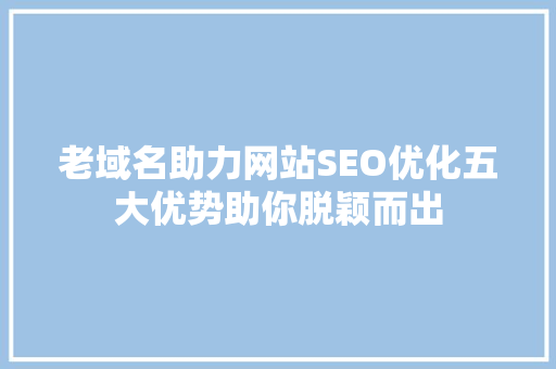 老域名助力网站SEO优化五大优势助你脱颖而出