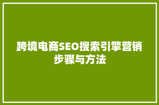 跨境电商SEO搜索引擎营销步骤与方法
