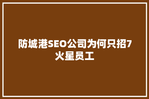 防城港SEO公司为何只招7火星员工